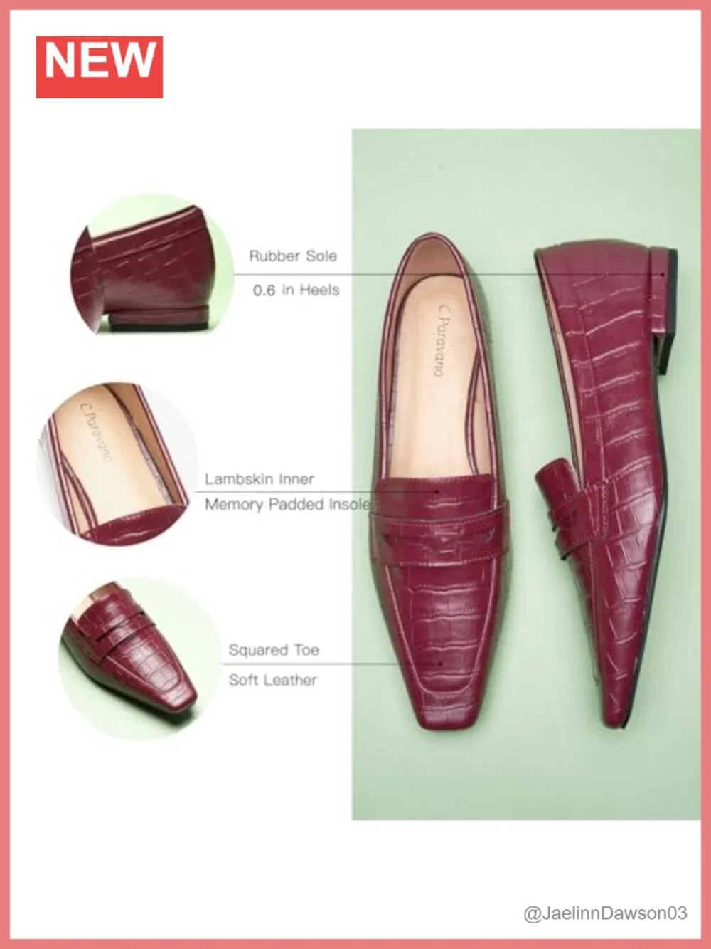 Women's Penny Loafers Slip On Square Toe Lambskin Lined Comfort Flats
